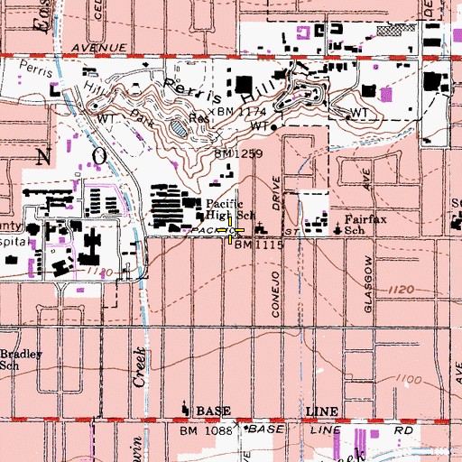 Topographic Map of New Life Academy, CA