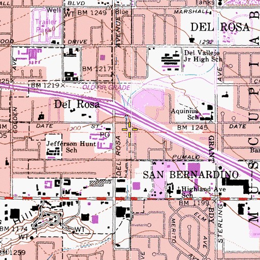 Topographic Map of Del Rosa Post Office, CA