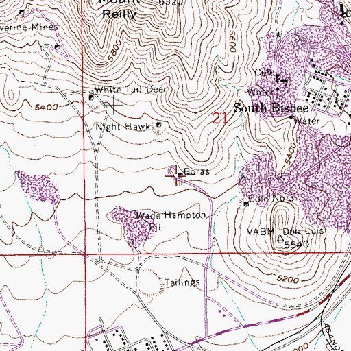 Topographic Map of Boras Mine, AZ