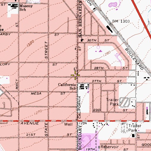 Topographic Map of Mount Zion Church of God, CA