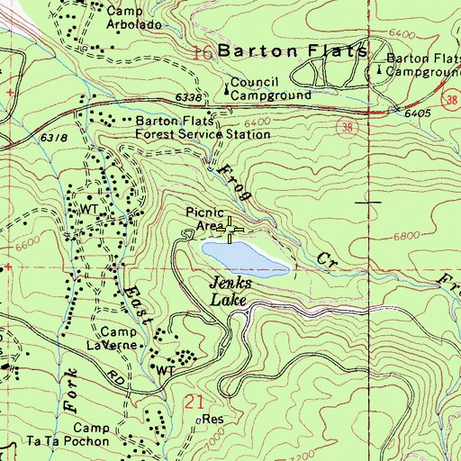 Topographic Map of Barton Flats Recreation Area, CA