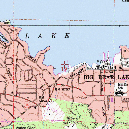 Topographic Map of Big Bear Marina, CA