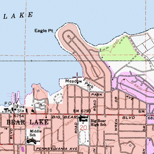 Topographic Map of Eastwood Landing, CA
