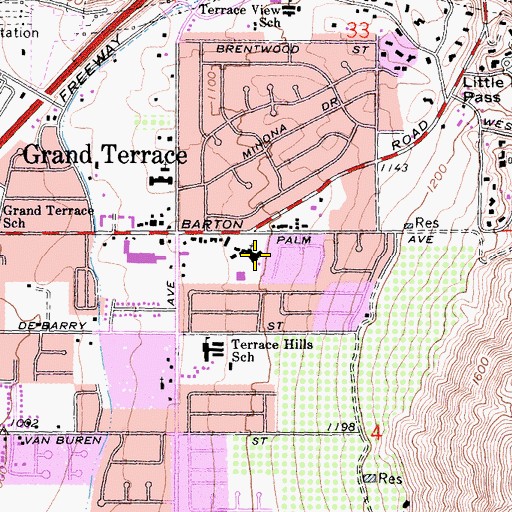 Topographic Map of Azure Hills Seventh Day Adventist Church, CA