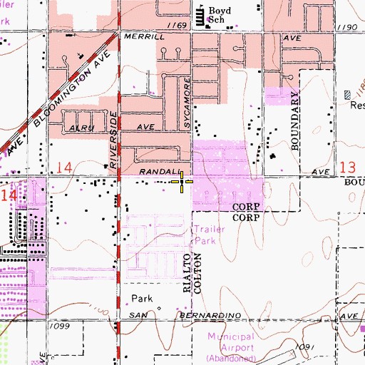 Topographic Map of Grace Bible Church, CA