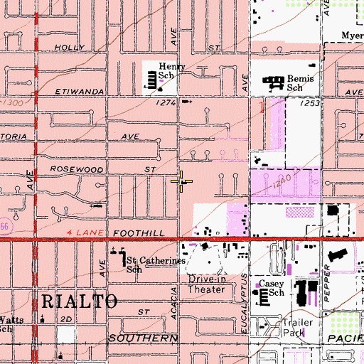 Topographic Map of Grace Lutheran Church, CA