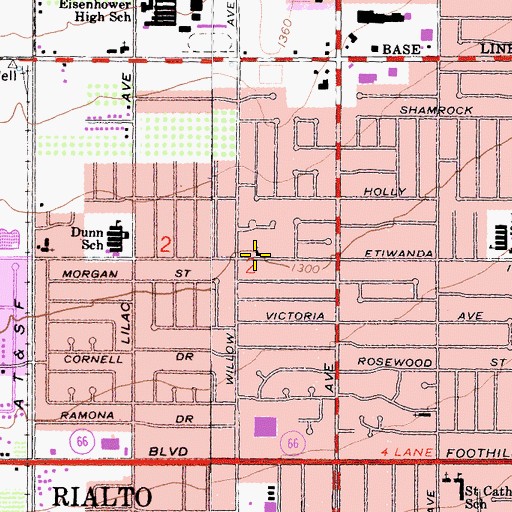 Topographic Map of Living Hope Fellowship Church, CA