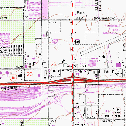 Topographic Map of Rialto Value Center Shopping Center, CA