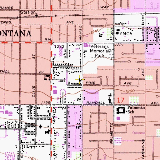 Topographic Map of Bethel Assembly of God Church, CA