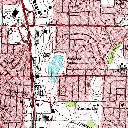 Topographic Map of Acewood Park, WI