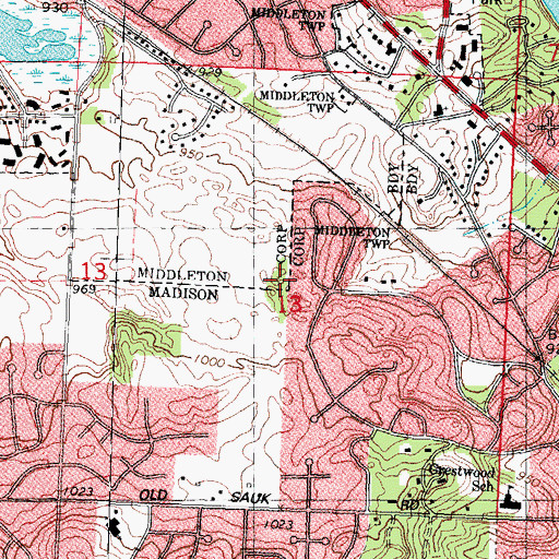 Topographic Map of Boundary Park, WI