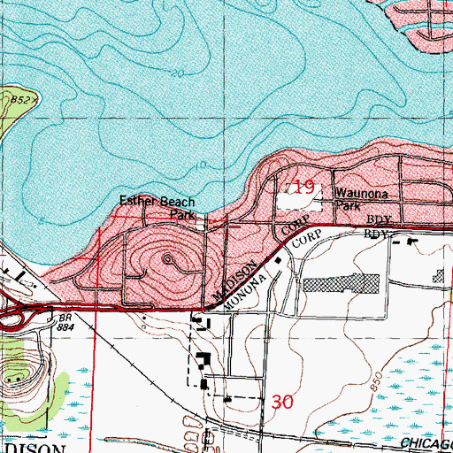 Topographic Map of Ethelwyn Park, WI