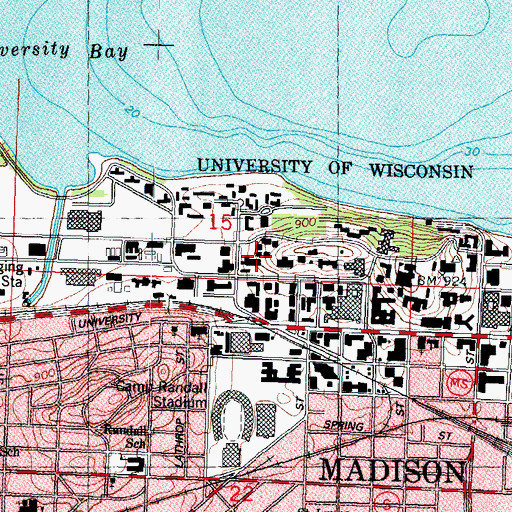 Topographic Map of Hiram Smith Hall, WI