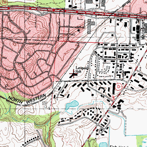 Topographic Map of Leopold Elementary School, WI