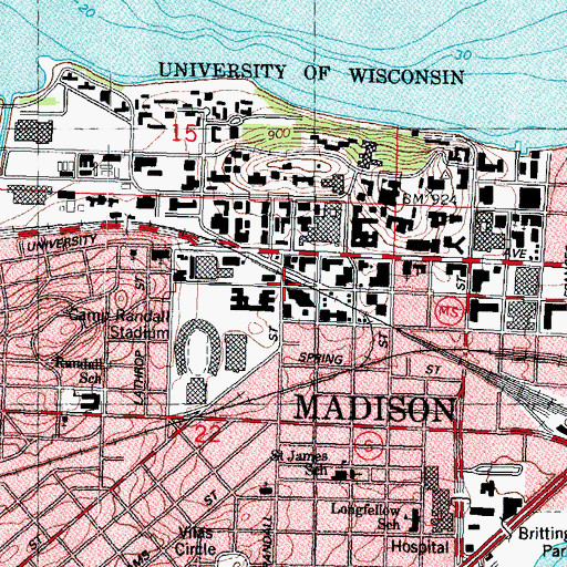Topographic Map of Randall Tower, WI