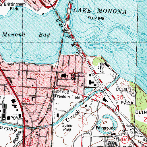 Topographic Map of South Madison, WI