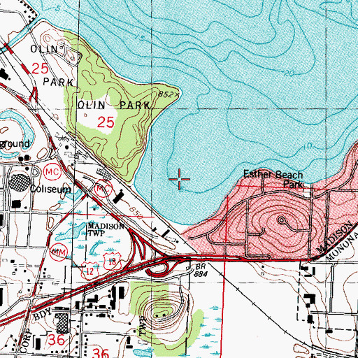 Topographic Map of Turvilles Bay, WI