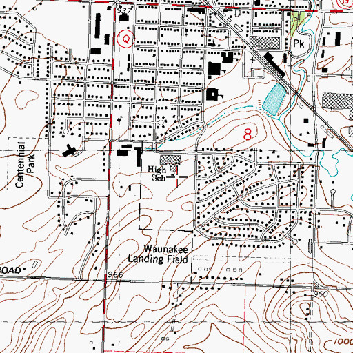 Topographic Map of Waunakee Community High School, WI