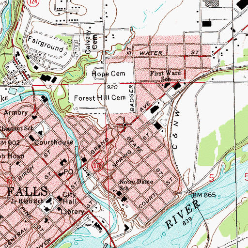 Topographic Map of Christ Church, WI