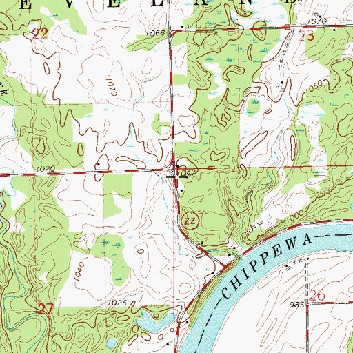 Topographic Map of Fairview School (historical), WI