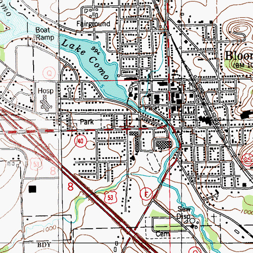 Topographic Map of Ge E Bleskacek Memorial Library, WI