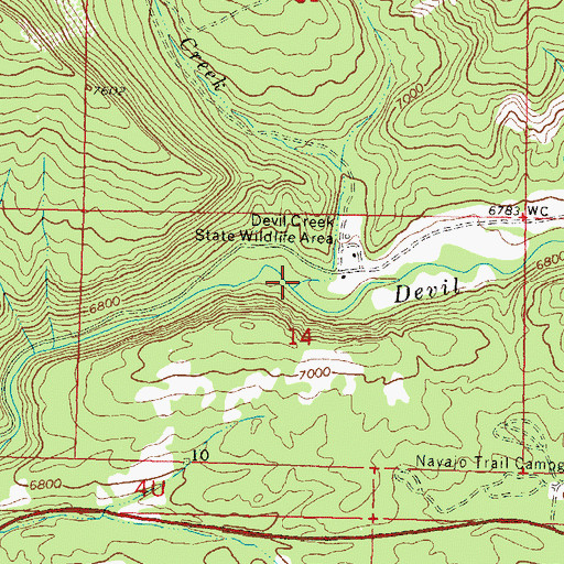 Topographic Map of Little Devil Creek, CO
