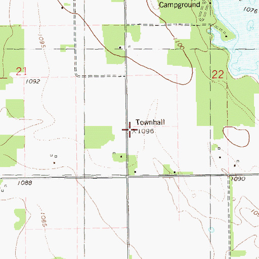 Topographic Map of Sampson Townhall, WI