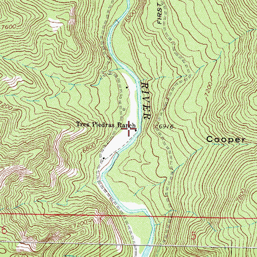 Topographic Map of Tres Piedras Ranch, CO