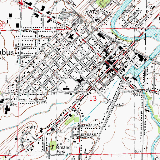 Topographic Map of Columbus Middle School, WI