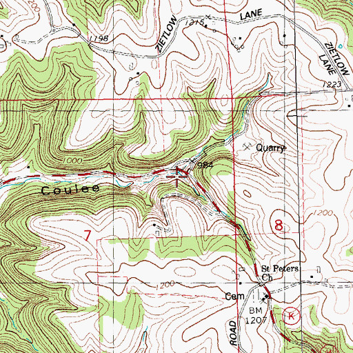 Topographic Map of Lower Chipmunk School (historical), WI