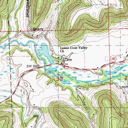 Topographic Map of Valleyview School (historical), WI