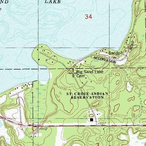 Topographic Map of Big Sand Lake Cemetery, WI