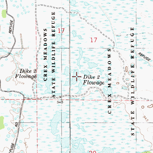 Topographic Map of Crex Meadows State Wildlife Refuge, WI