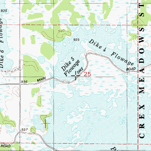 Topographic Map of Dike 5 Flowage, WI