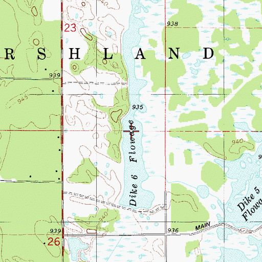 Topographic Map of Dike 6 Flowage, WI