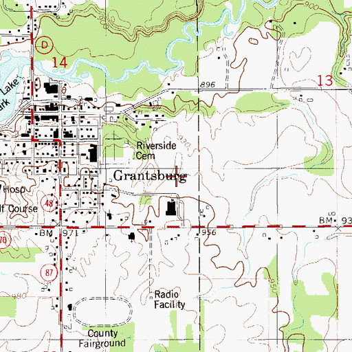 Topographic Map of Grantsburg High School, WI