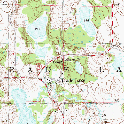 Topographic Map of Mission Church, WI