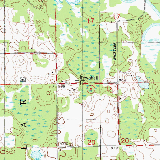 Topographic Map of Sand Lake Townhall, WI