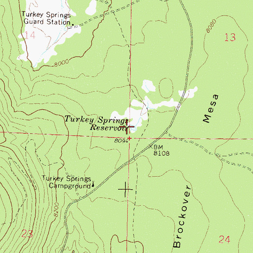 Topographic Map of Turkey Springs Reservoir, CO