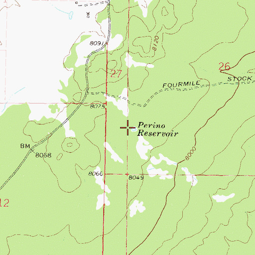 Topographic Map of Perino Reservoir, CO