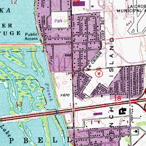Topographic Map of Island Park Baptist Church, WI