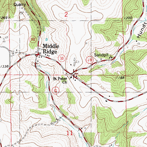 Topographic Map of Middle Ridge School (historical), WI