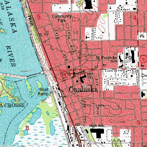 Topographic Map of Onalaska City Hall, WI