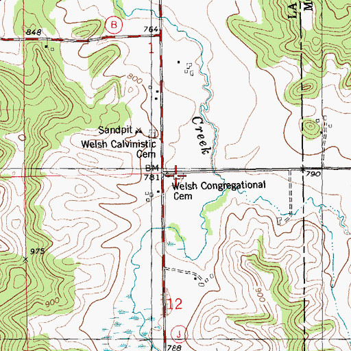 Topographic Map of Welsh Congregational Cemetery, WI