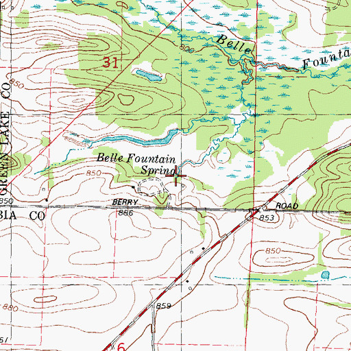 Topographic Map of Belle Fountain Spring, WI