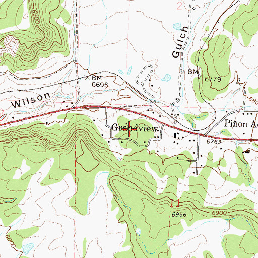 Topographic Map of Grandview, CO