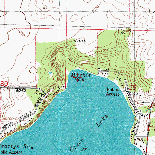 Topographic Map of Keartys Bay, WI