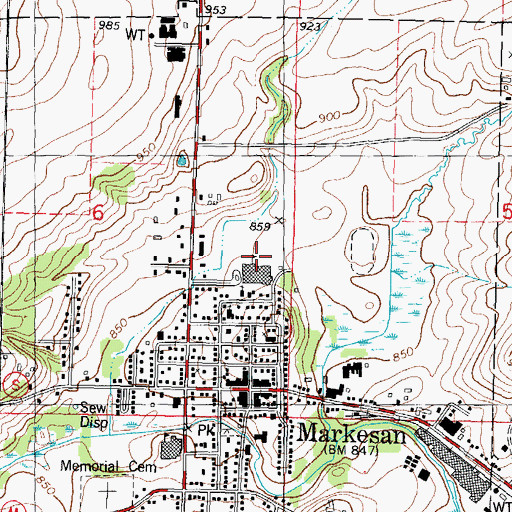 Topographic Map of Markesan High School, WI