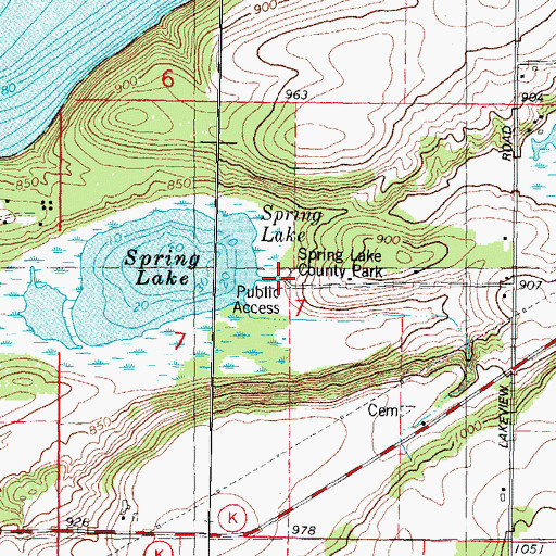 Topographic Map of Spring Lake County Park, WI