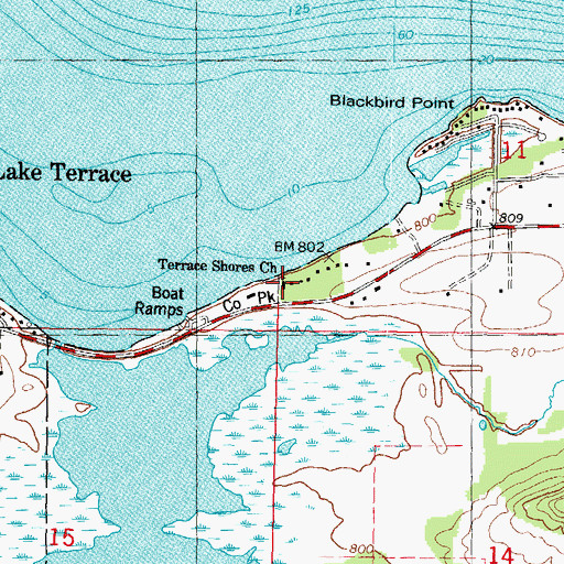 Topographic Map of Terrace Shores Evangelical Free Church, WI